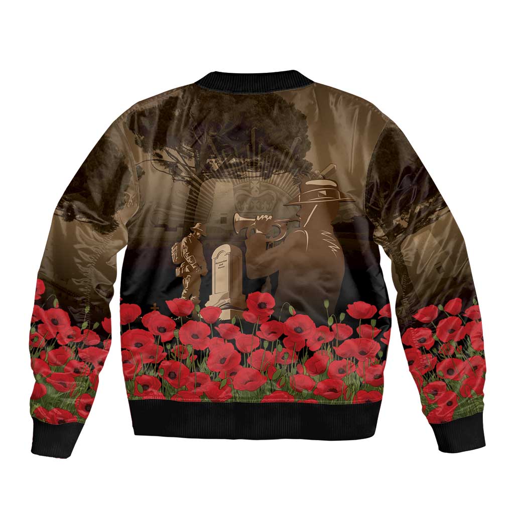 Australia - New Zealand ANZAC Lone Pine Sleeve Zip Bomber Jacket The Last Post LT7 - Polynesian Pride