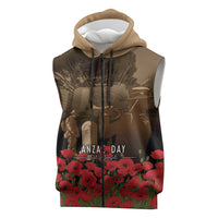 Australia - New Zealand ANZAC Lone Pine Sleeveless Zip Hoodie The Last Post LT7 Old Gold - Polynesian Pride