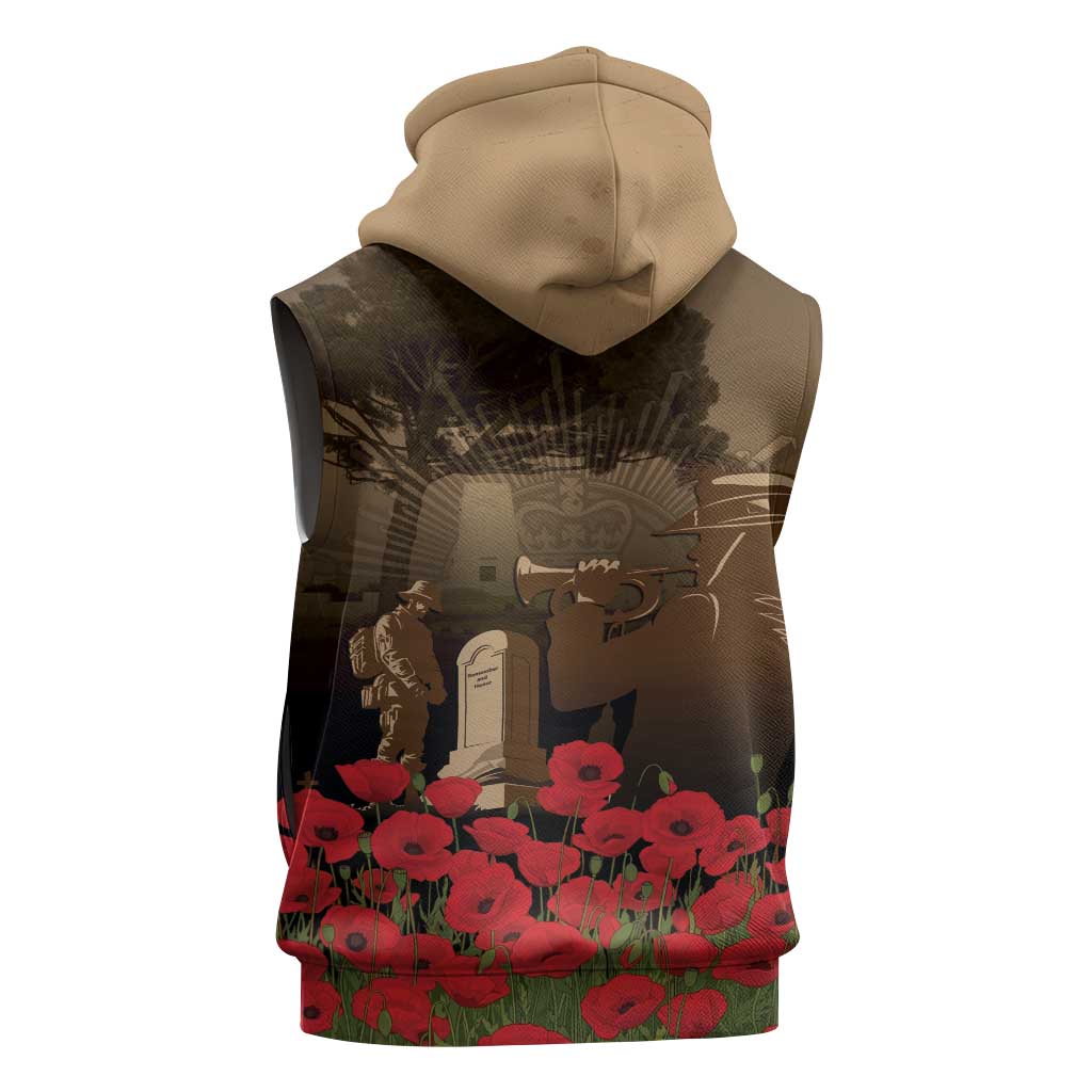 Australia - New Zealand ANZAC Lone Pine Sleeveless Zip Hoodie The Last Post LT7 - Polynesian Pride