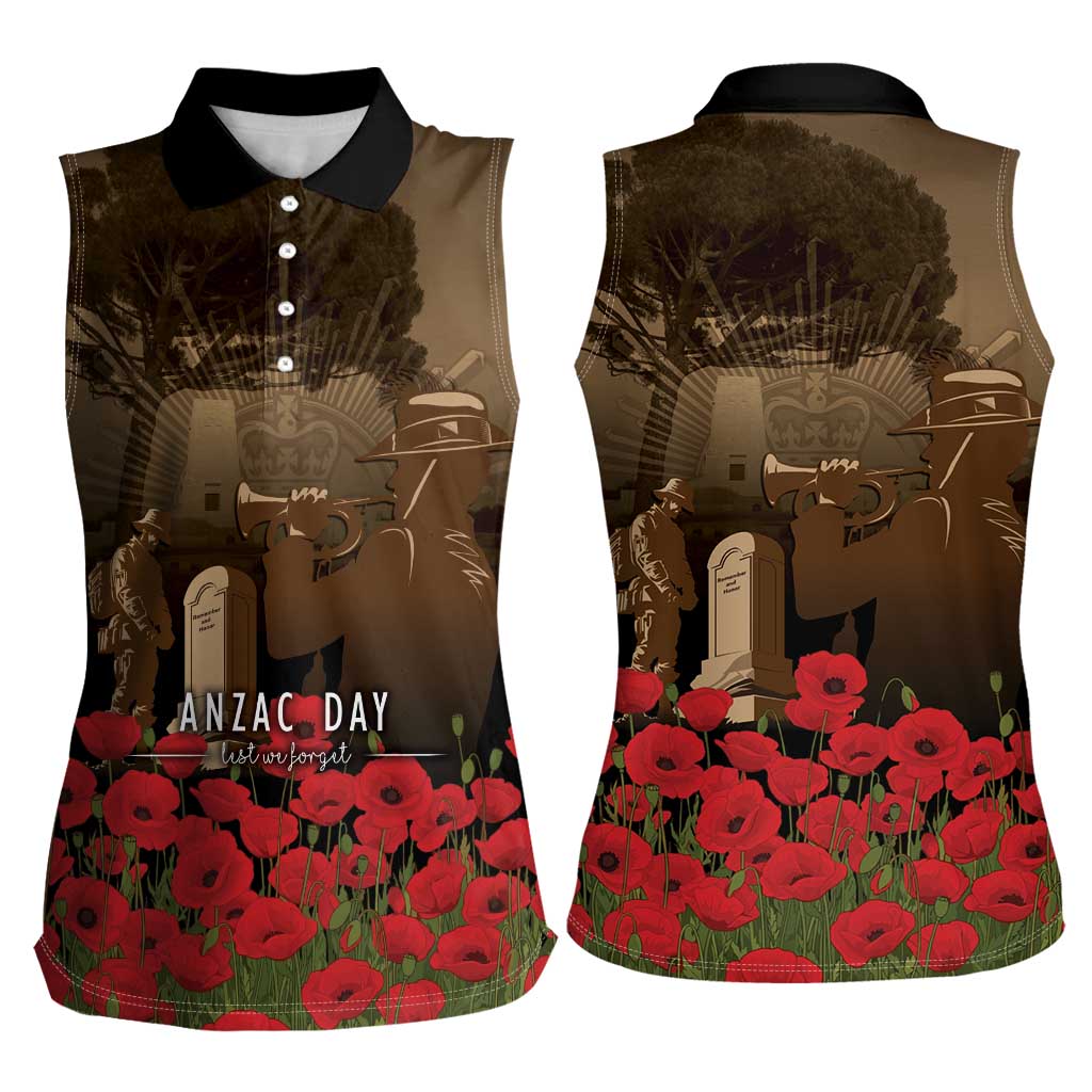 Australia - New Zealand ANZAC Lone Pine Women Sleeveless Polo Shirt The Last Post LT7 - Polynesian Pride