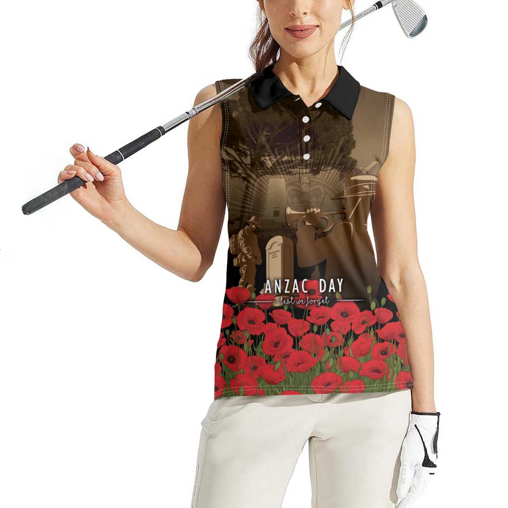 Australia - New Zealand ANZAC Lone Pine Women Sleeveless Polo Shirt The Last Post LT7 - Polynesian Pride