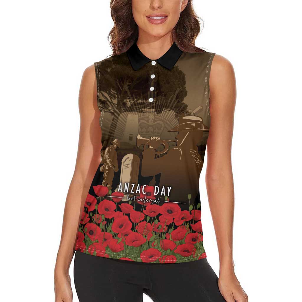Australia - New Zealand ANZAC Lone Pine Women Sleeveless Polo Shirt The Last Post LT7 - Polynesian Pride