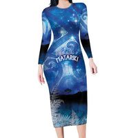 NZ Maori Matariki Scenery Family Matching Long Sleeve Bodycon Dress and Hawaiian Shirt Galaxy Sky