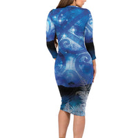 NZ Maori Matariki Scenery Family Matching Long Sleeve Bodycon Dress and Hawaiian Shirt Galaxy Sky