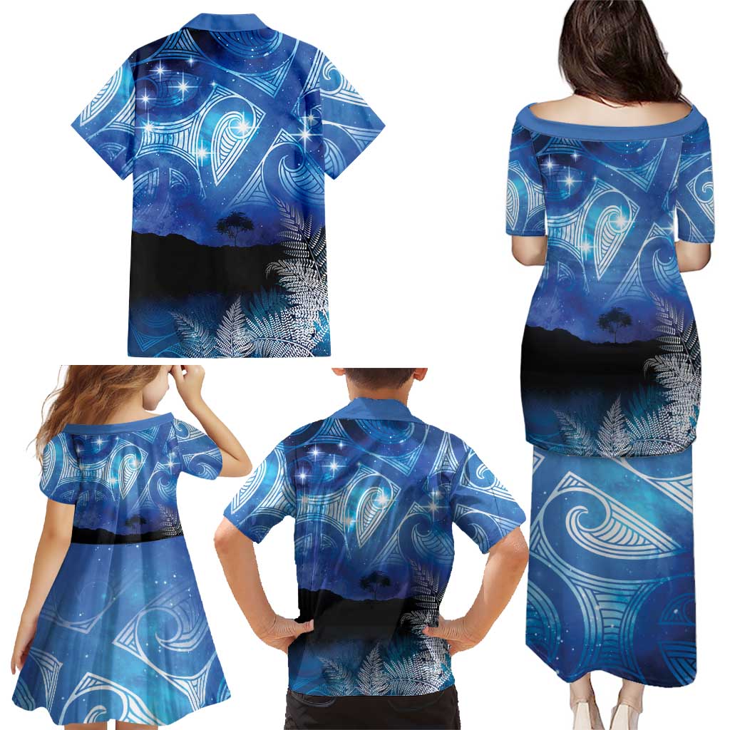 NZ Maori Matariki Scenery Family Matching Puletasi and Hawaiian Shirt Galaxy Sky