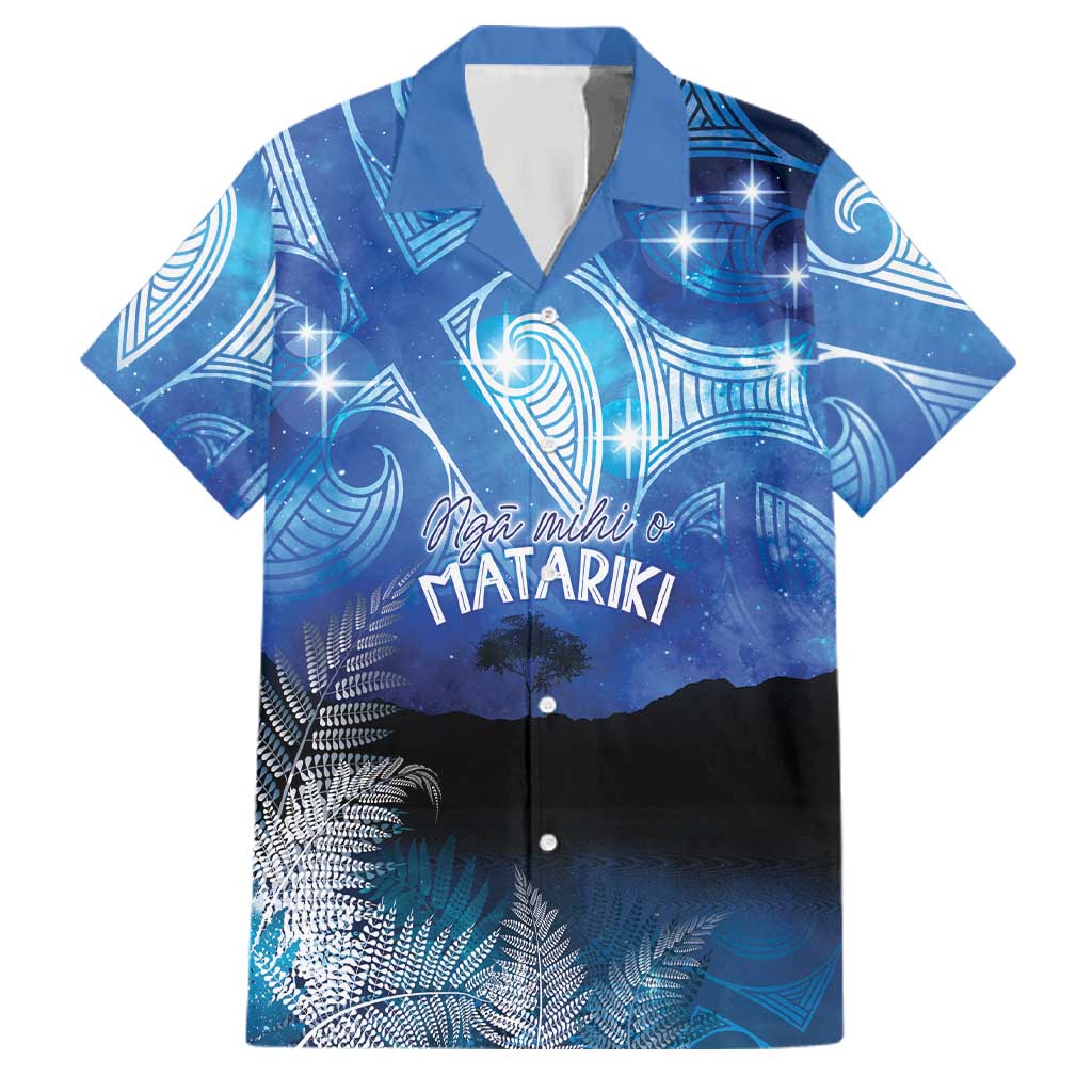 NZ Maori Matariki Scenery Family Matching Short Sleeve Bodycon Dress and Hawaiian Shirt Galaxy Sky