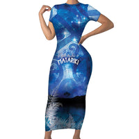 NZ Maori Matariki Scenery Family Matching Short Sleeve Bodycon Dress and Hawaiian Shirt Galaxy Sky