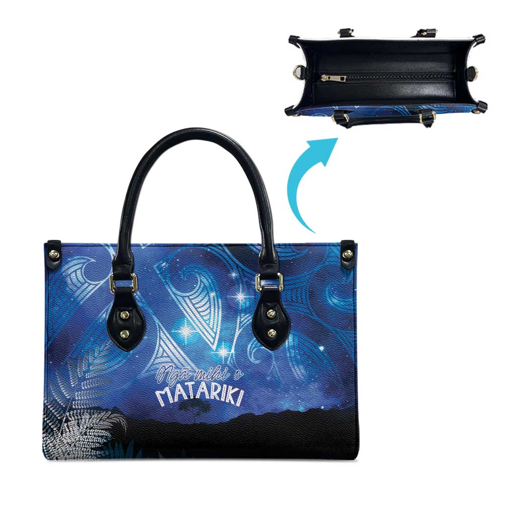 NZ Maori Matariki Scenery Leather Bag Galaxy Sky
