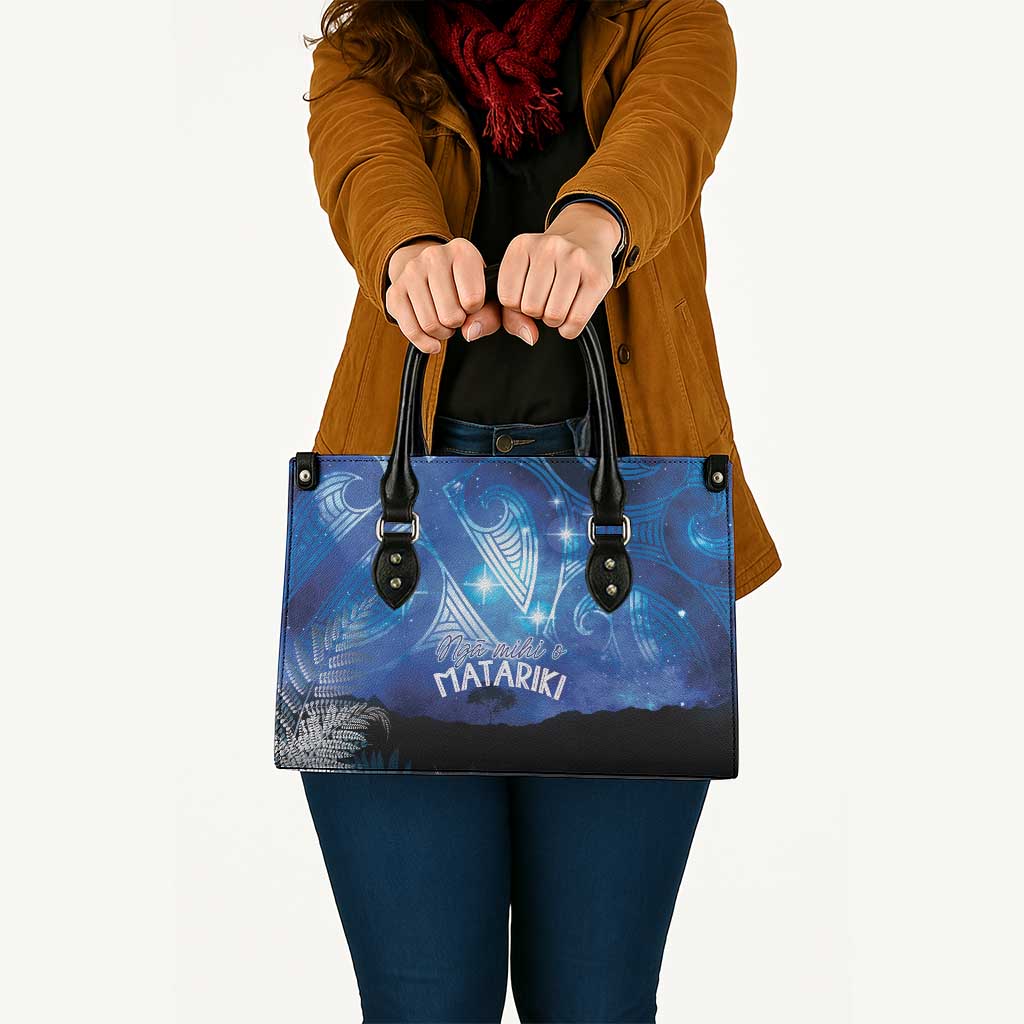 NZ Maori Matariki Scenery Leather Bag Galaxy Sky