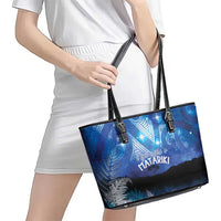 NZ Maori Matariki Scenery Leather Tote Bag Galaxy Sky
