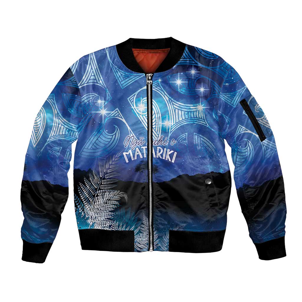 NZ Maori Matariki Scenery Sleeve Zip Bomber Jacket Galaxy Sky