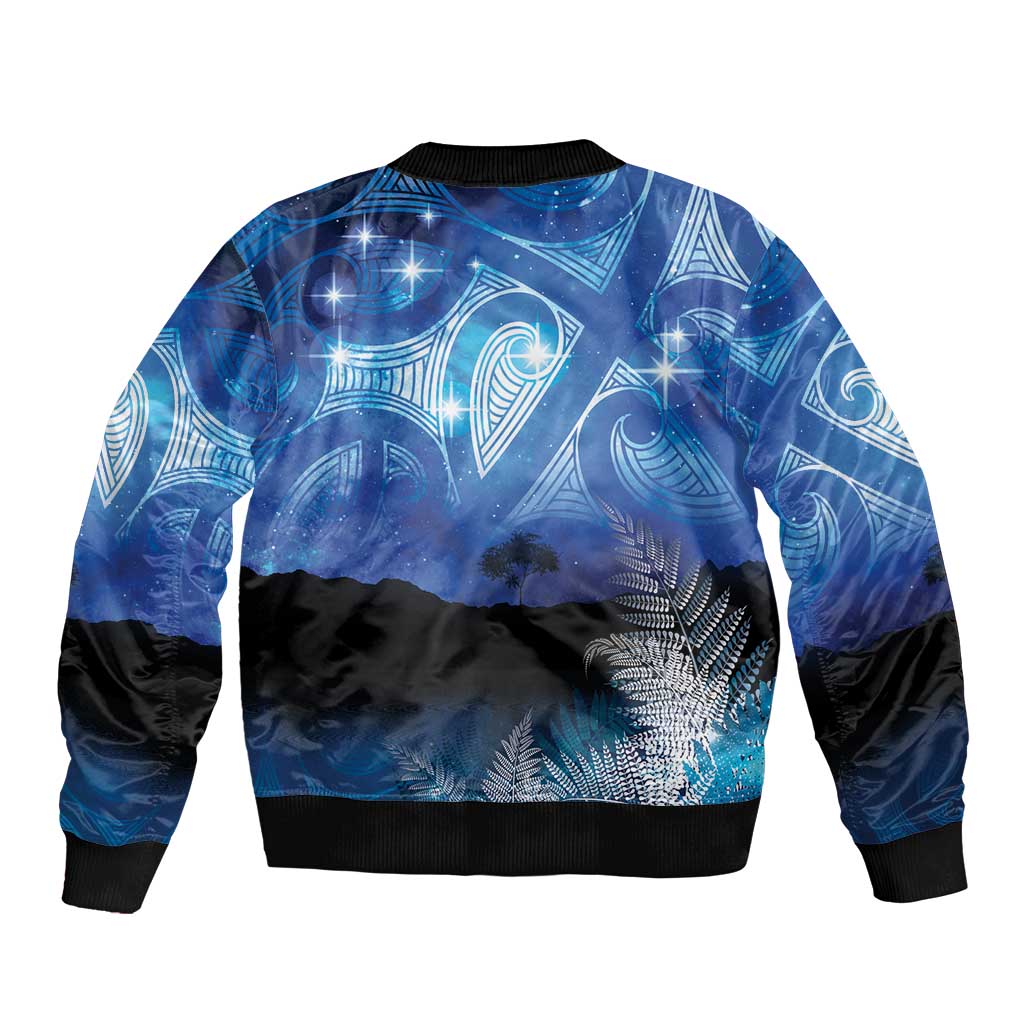 NZ Maori Matariki Scenery Sleeve Zip Bomber Jacket Galaxy Sky