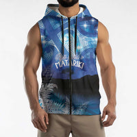 NZ Maori Matariki Scenery Sleeveless Zip Hoodie Galaxy Sky LT7 - Polynesian Pride
