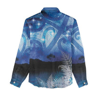 NZ Maori Matariki Scenery Women Casual Shirt Galaxy Sky