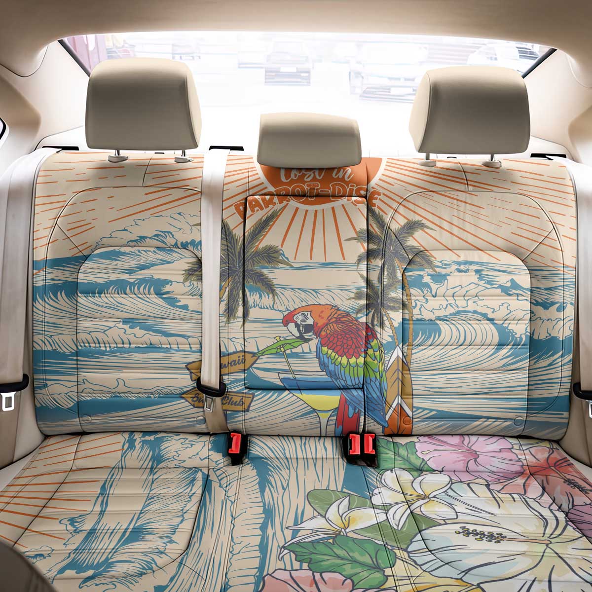 Christmas In July - Hawaii Retro Back Car Seat Cover Lost In Parrot-dise