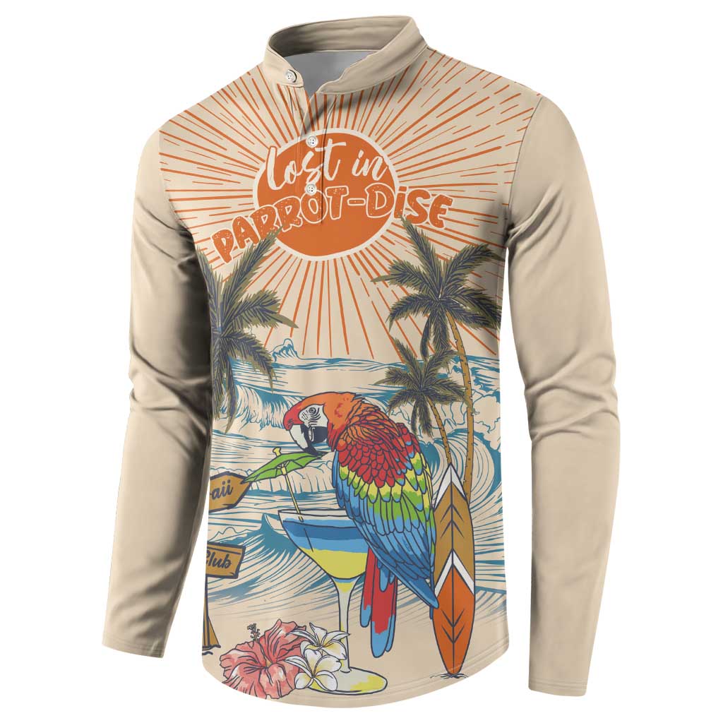 Personalized Christmas In July - Hawaii Retro Button Sweatshirt Lost In Parrot-dise