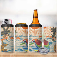 Personalized Christmas In July - Hawaii Retro 4 in 1 Can Cooler Tumbler Lost In Parrot-dise