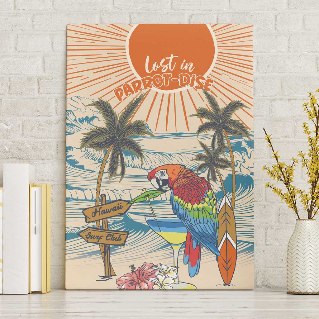 Christmas In July - Hawaii Retro Canvas Wall Art Lost In Parrot-dise