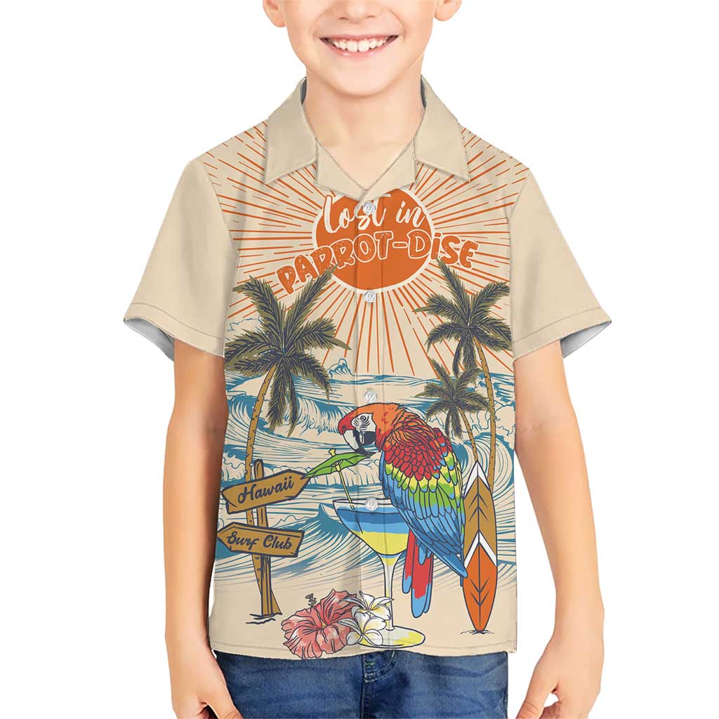 Personalized Christmas In July - Hawaii Retro Kid Hawaiian Shirt Lost In Parrot-dise
