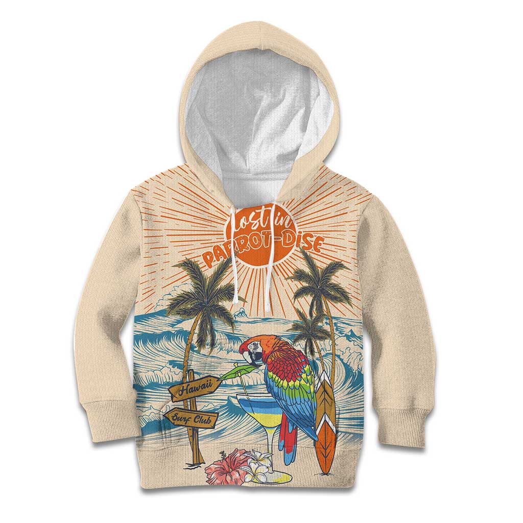 Personalized Christmas In July - Hawaii Retro Kid Hoodie Lost In Parrot-dise