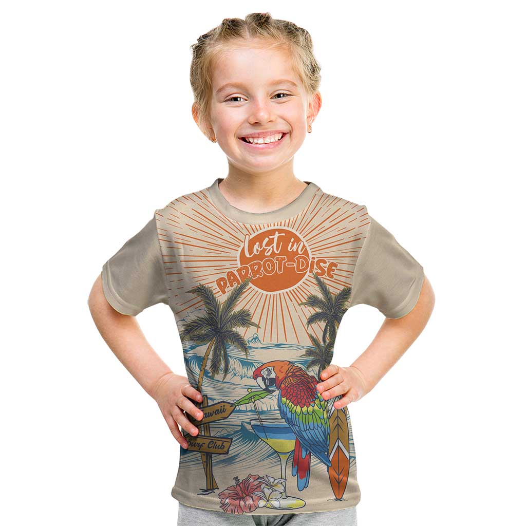 Personalized Christmas In July - Hawaii Retro Kid T Shirt Lost In Parrot-dise