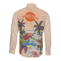 Personalized Christmas In July - Hawaii Retro Long Sleeve Button Shirt Lost In Parrot-dise