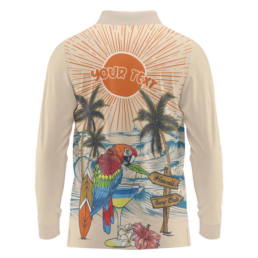 Personalized Christmas In July - Hawaii Retro Long Sleeve Polo Shirt Lost In Parrot-dise