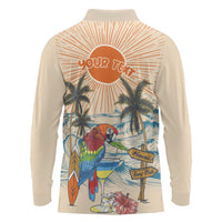 Personalized Christmas In July - Hawaii Retro Long Sleeve Polo Shirt Lost In Parrot-dise