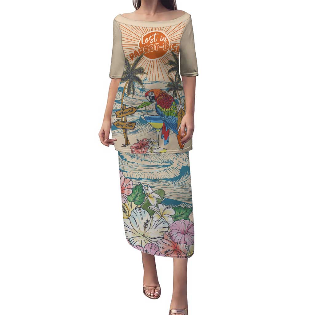 Personalized Christmas In July - Hawaii Retro Puletasi Lost In Parrot-dise