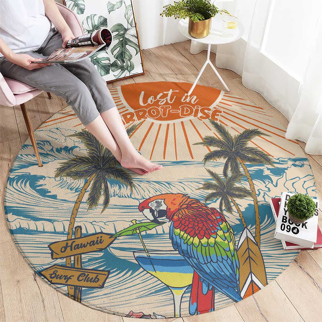 Christmas In July - Hawaii Retro Round Carpet Lost In Parrot-dise