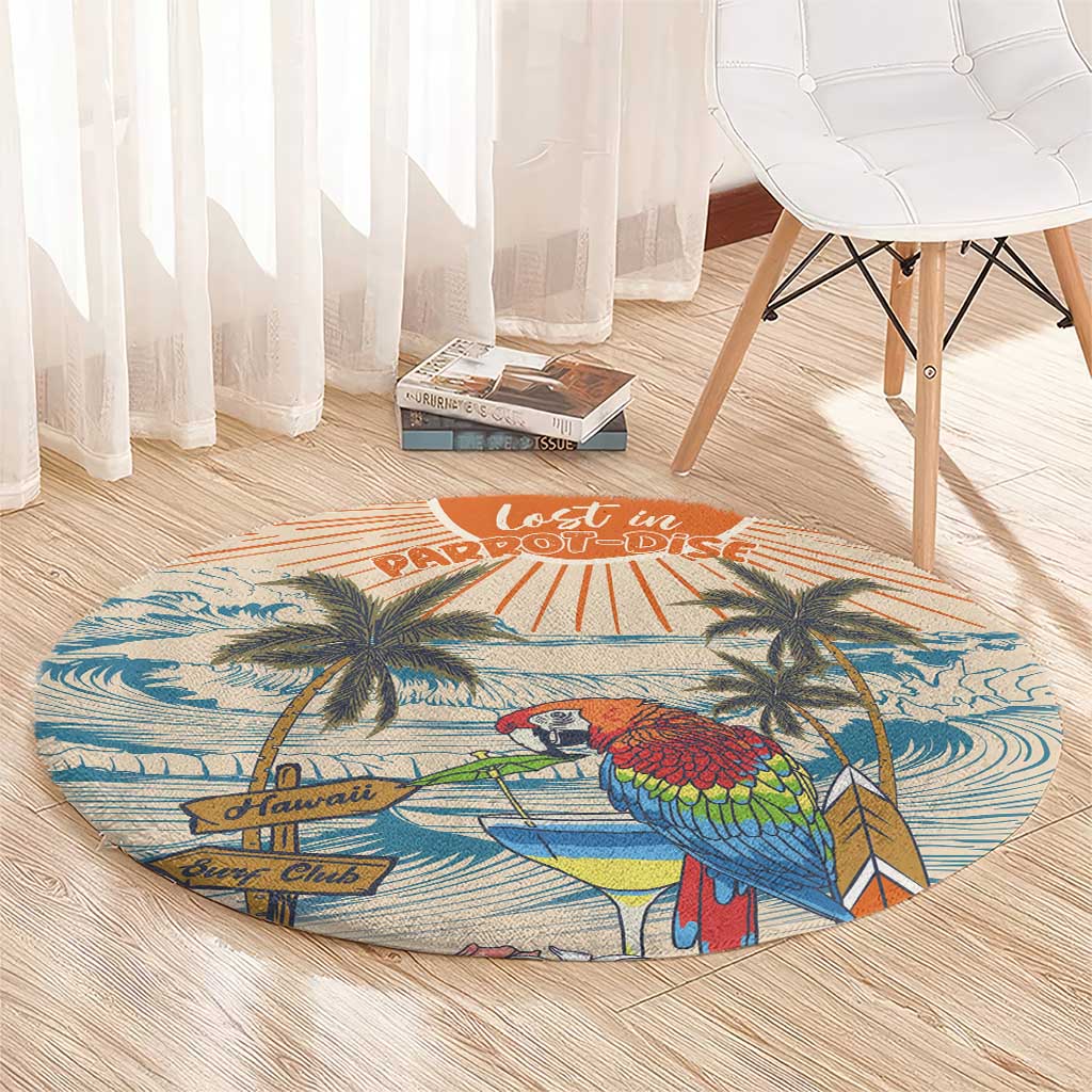 Christmas In July - Hawaii Retro Round Carpet Lost In Parrot-dise