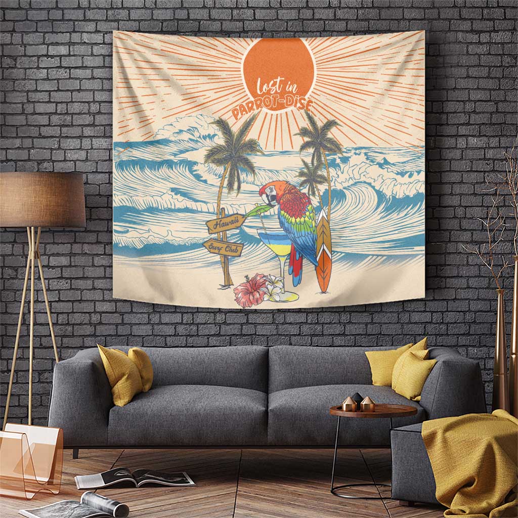 Christmas In July - Hawaii Retro Tapestry Lost In Parrot-dise