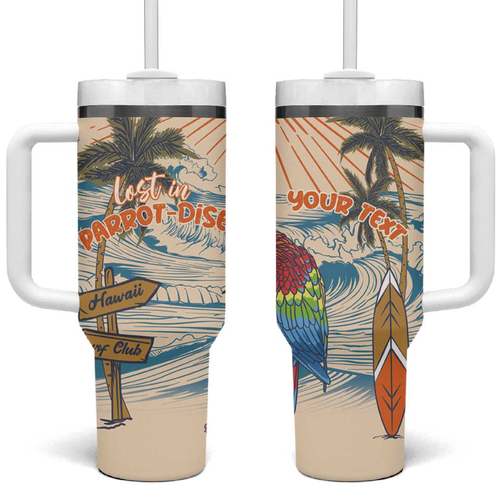 Personalized Christmas In July - Hawaii Retro Tumbler With Handle Lost In Parrot-dise