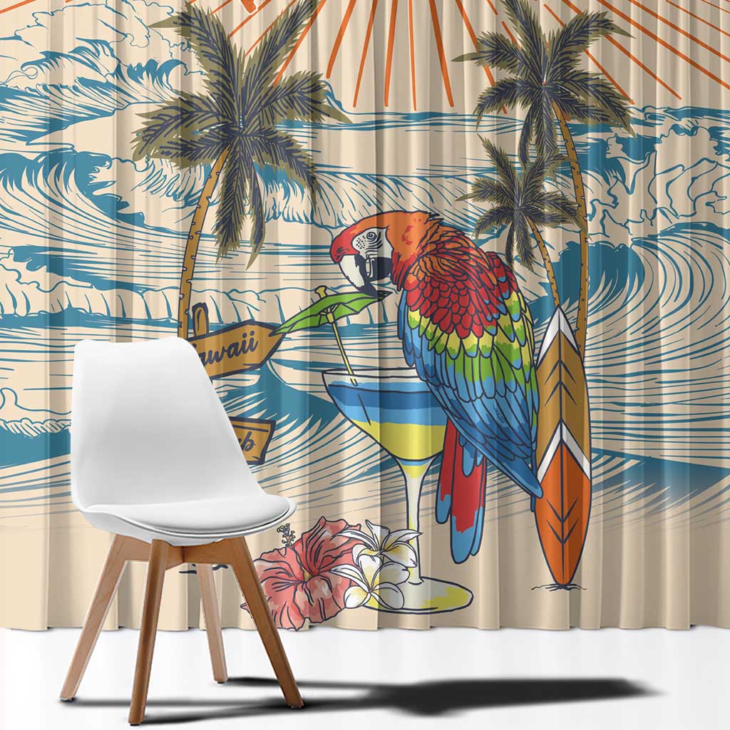 Christmas In July - Hawaii Retro Window Curtain Lost In Parrot-dise