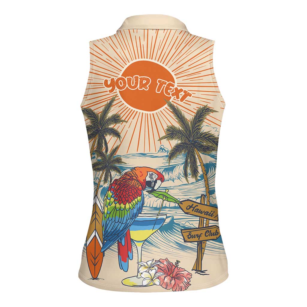 Personalized Christmas In July - Hawaii Retro Women Sleeveless Polo Shirt Lost In Parrot-dise