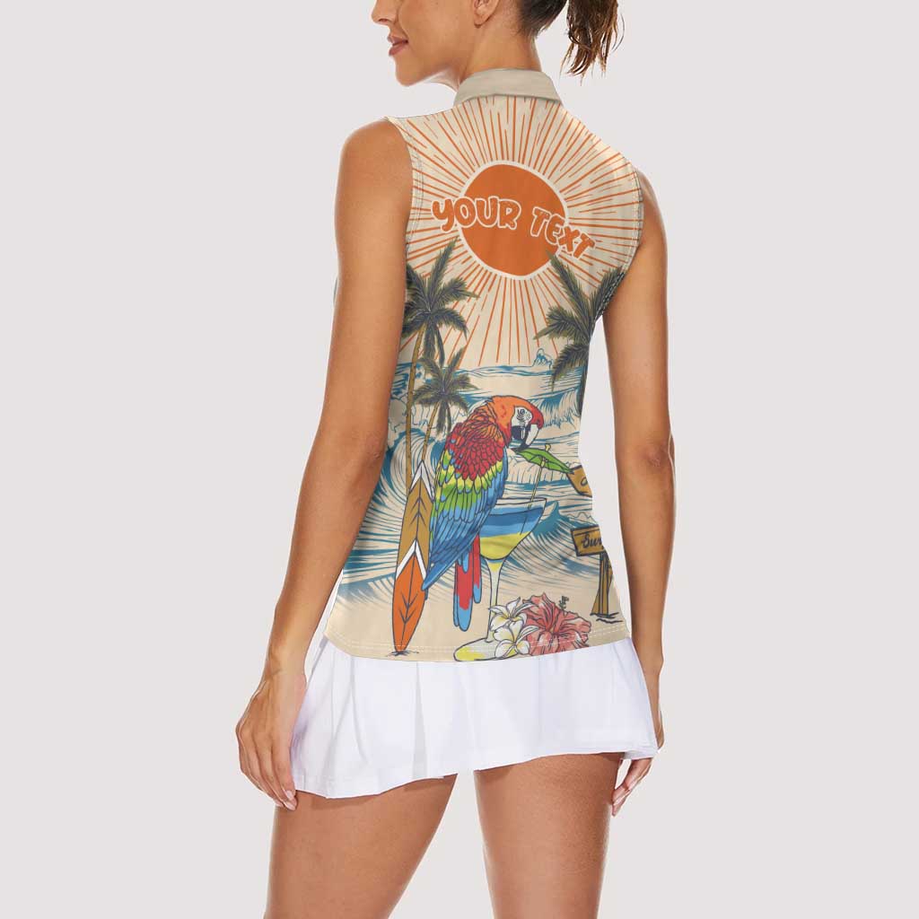 Personalized Christmas In July - Hawaii Retro Women Sleeveless Polo Shirt Lost In Parrot-dise