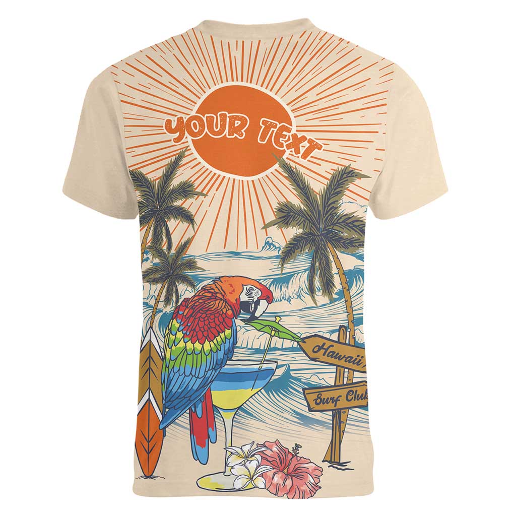 Personalized Christmas In July - Hawaii Retro Women V-Neck T-Shirt Lost In Parrot-dise