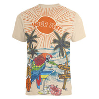 Personalized Christmas In July - Hawaii Retro Women V-Neck T-Shirt Lost In Parrot-dise