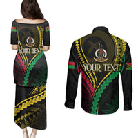 Personalised Vanuatu Couples Matching Puletasi Dress and Long Sleeve Button Shirts 44th Hapi Indipendens Long LT7 - Polynesian Pride