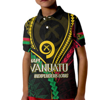 Personalised Vanuatu Kid Polo Shirt 43rd Hapi Indipendens Long LT7 Kid Black - Polynesian Pride