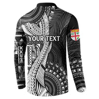 Fiji Rugby Personalised Bula Masi Button Sweatshirt Fish Tail Kaivity Cibi - Black