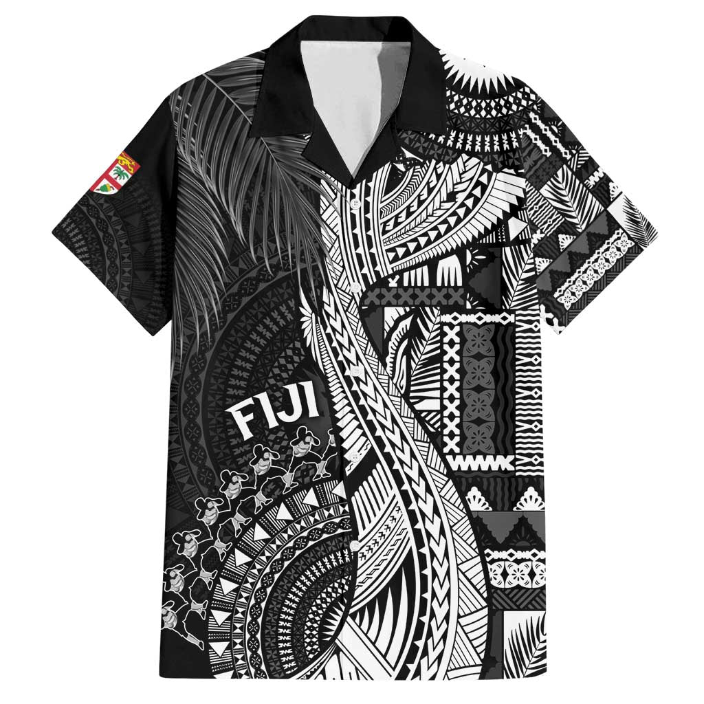 Fiji Rugby Personalised Bula Masi Family Matching Tank Maxi Dress and Hawaiian Shirt Fish Tail Kaivity Cibi - Black