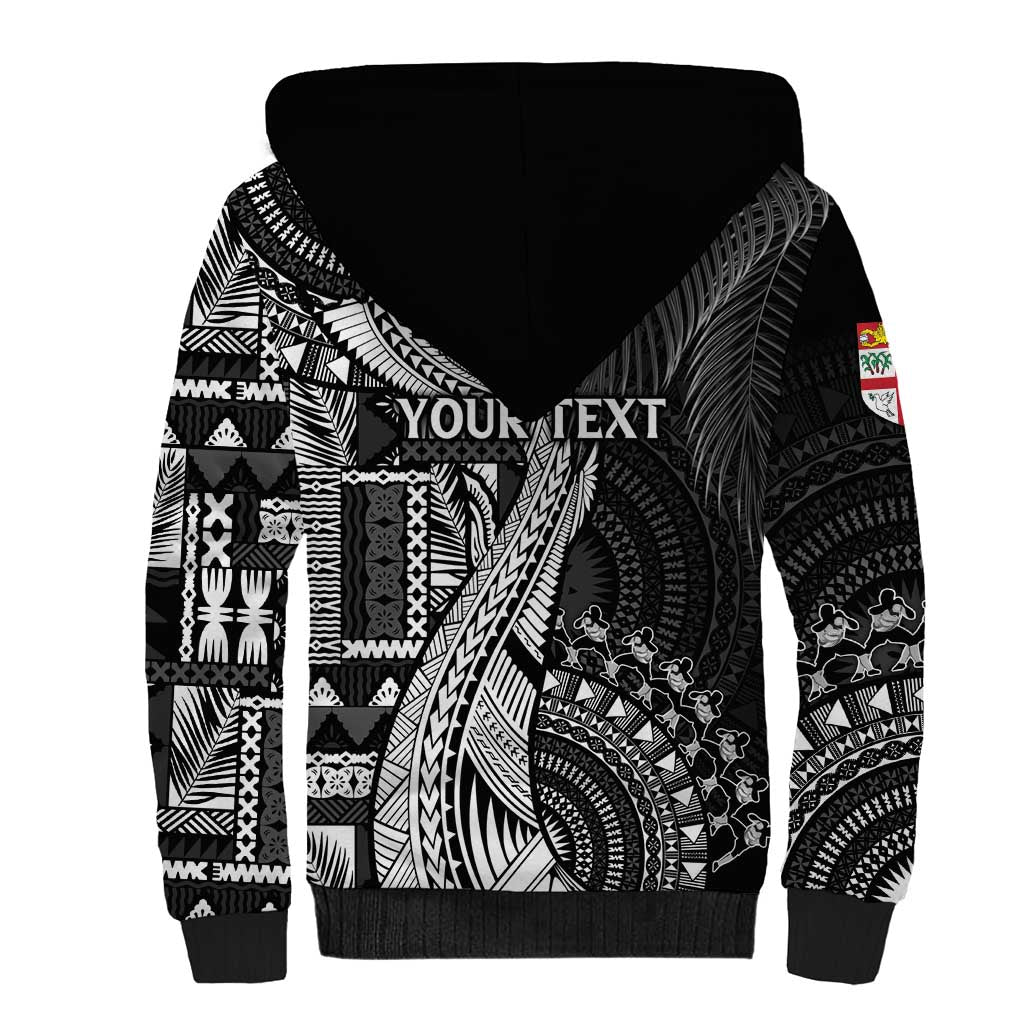 Fiji Rugby Personalised Bula Masi Sherpa Hoodie Fish Tail Kaivity Cibi - Black