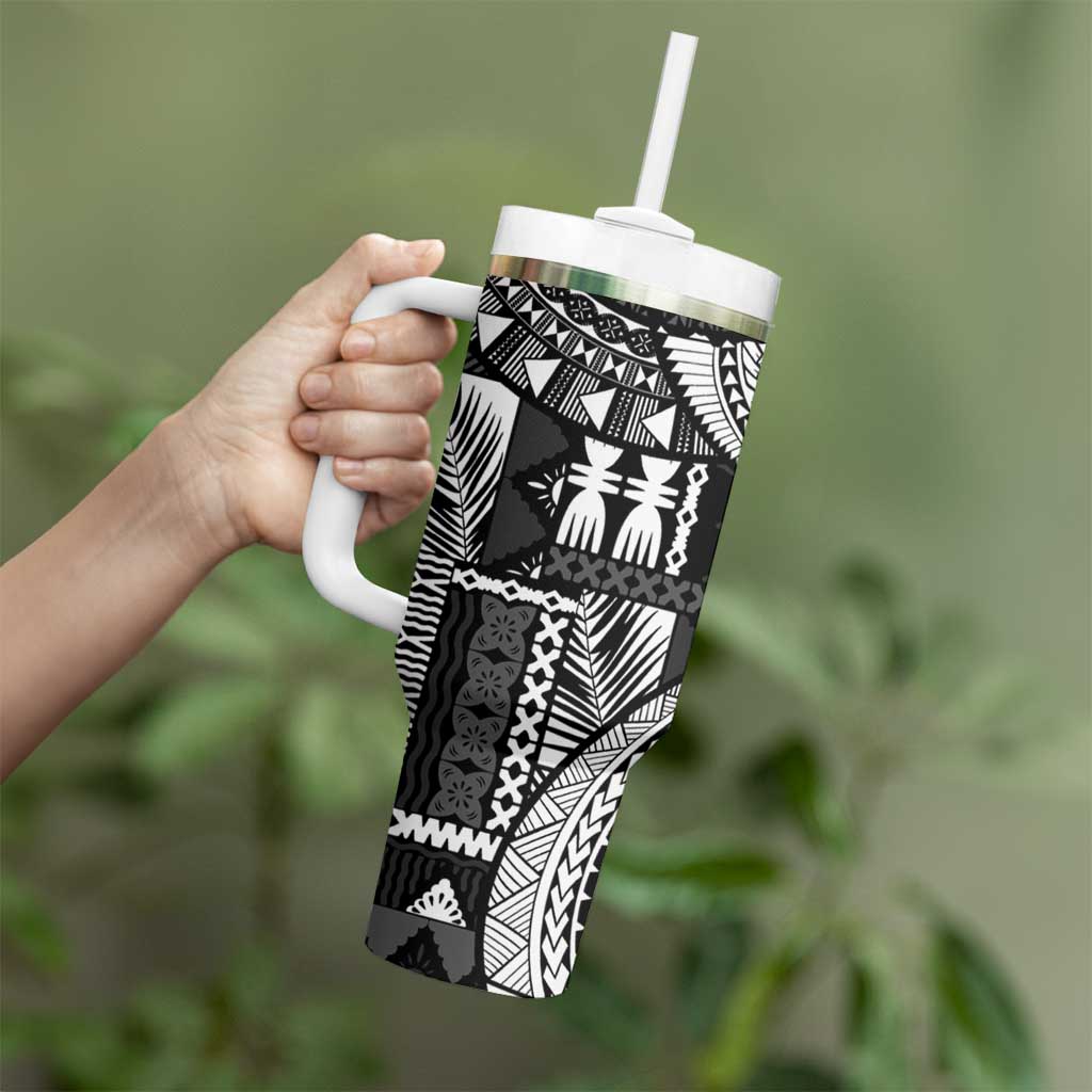 Fiji Rugby Personalised Bula Masi Tumbler With Handle Fish Tail Kaivity Cibi - Black