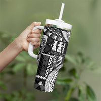 Fiji Rugby Personalised Bula Masi Tumbler With Handle Fish Tail Kaivity Cibi - Black