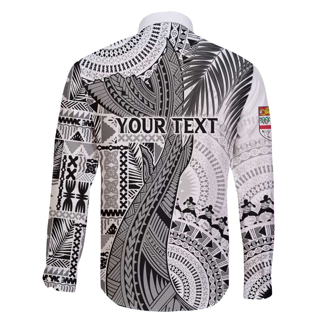 Fiji Rugby Personalised Bula Masi Family Matching Long Sleeve Bodycon Dress and Hawaiian Shirt Fish Tail Kaivity Cibi - White