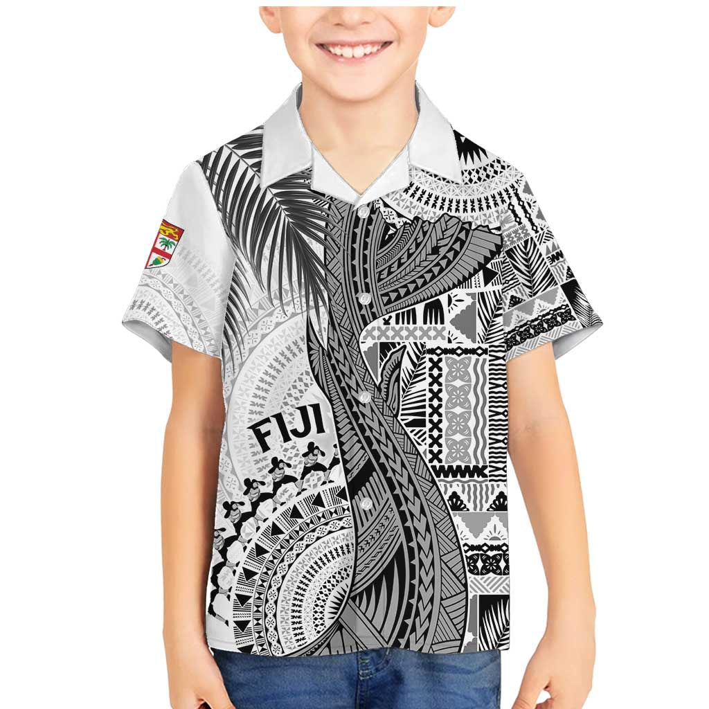 Fiji Rugby Personalised Bula Masi Family Matching Mermaid Dress and Hawaiian Shirt Fish Tail Kaivity Cibi - White
