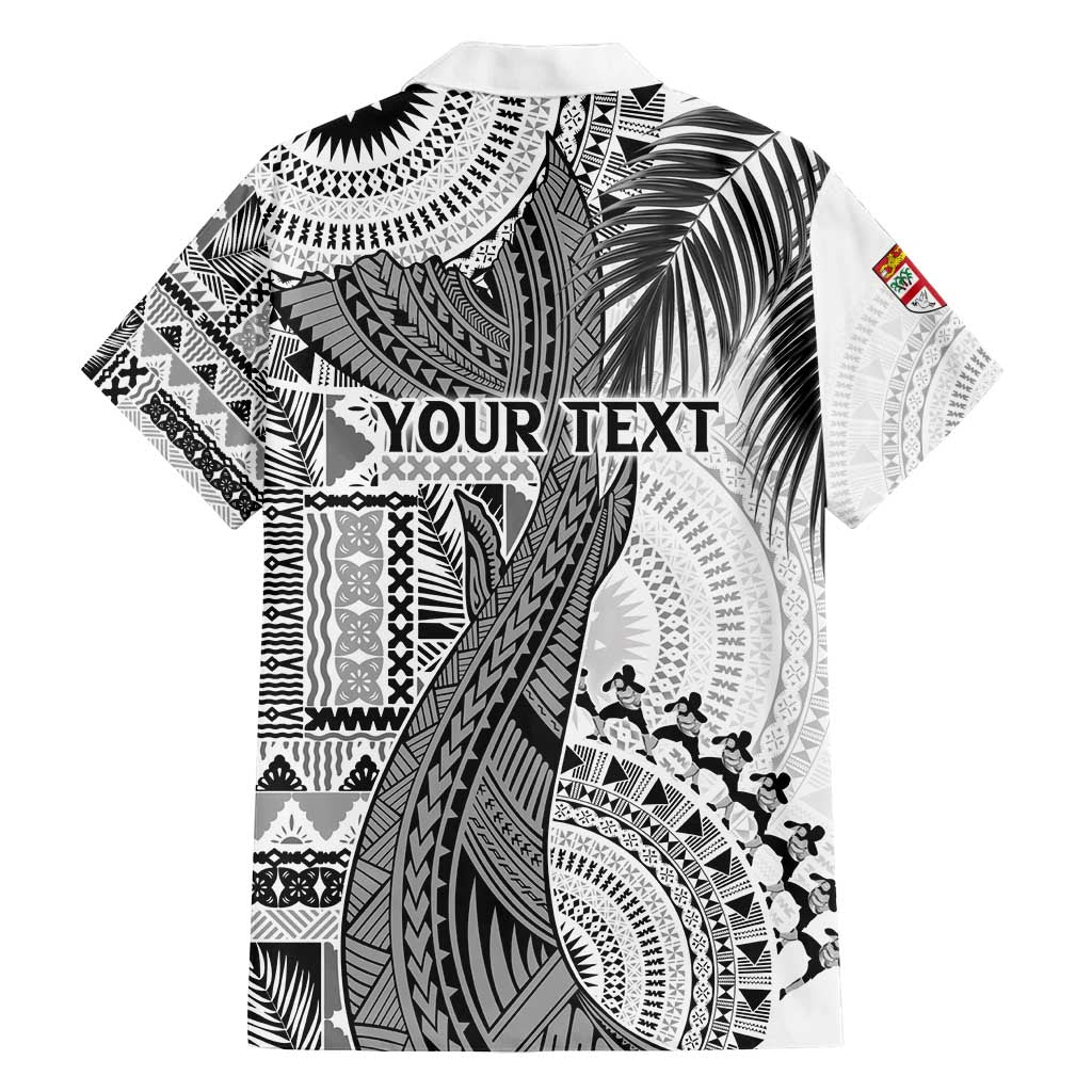 Fiji Rugby Personalised Bula Masi Family Matching Tank Maxi Dress and Hawaiian Shirt Fish Tail Kaivity Cibi - White