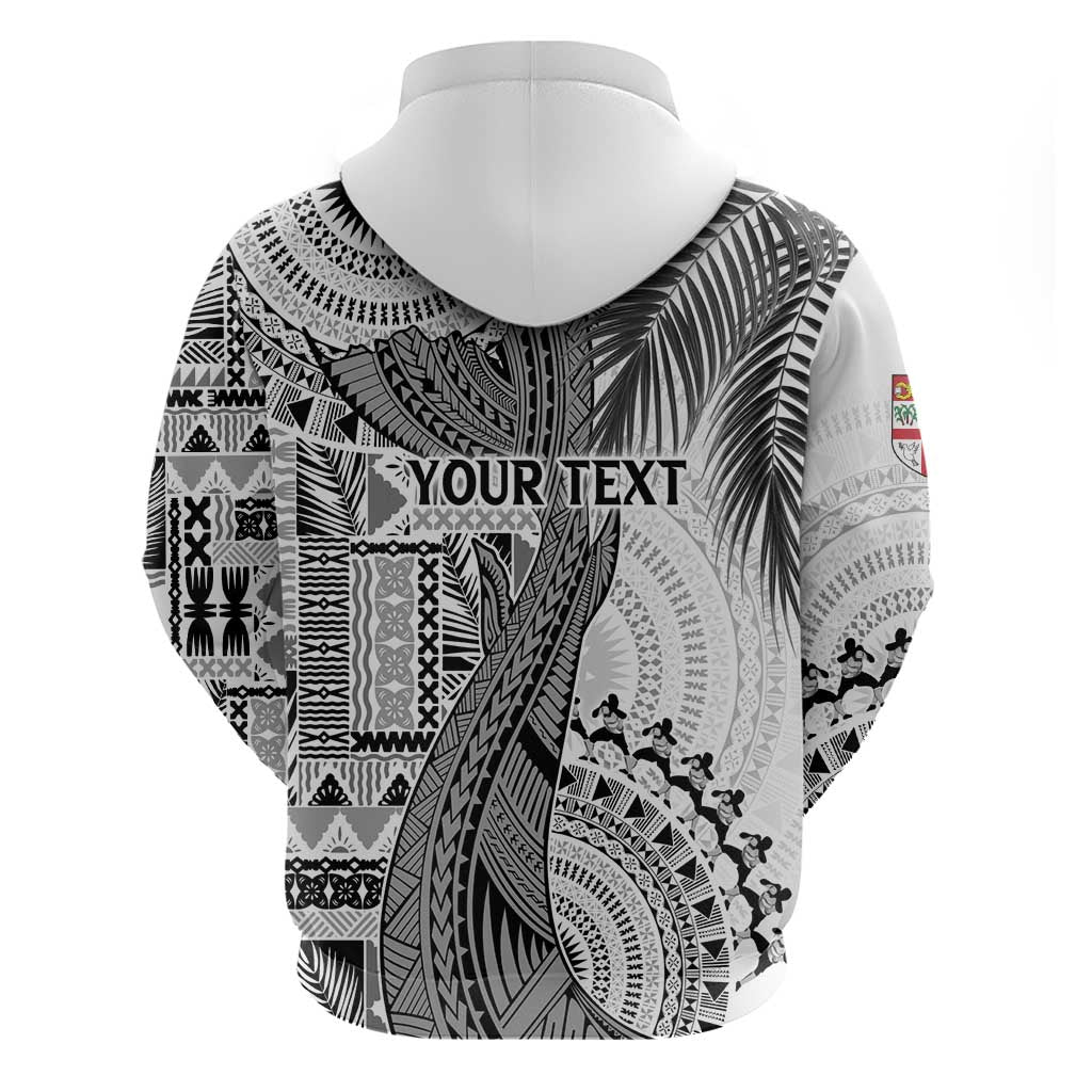 Fiji Rugby Personalised Bula Masi Hoodie Fish Tail Kaivity Cibi - White