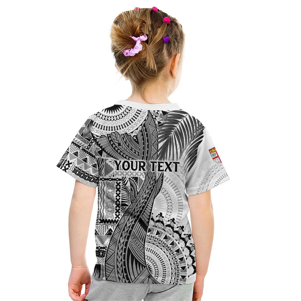 Fiji Rugby Personalised Bula Masi Kid T Shirt Fish Tail Kaivity Cibi - White